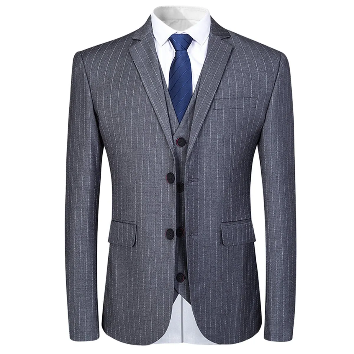 3-Piece Suit Stripe Design Suit Grey