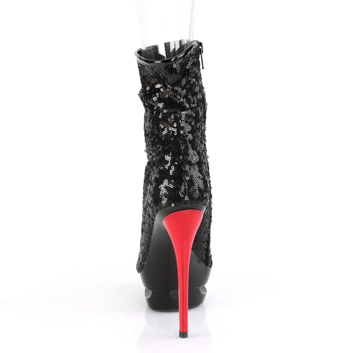 6 Inch Heel BLONDIE-R-1008 Black Sequins Red Heel