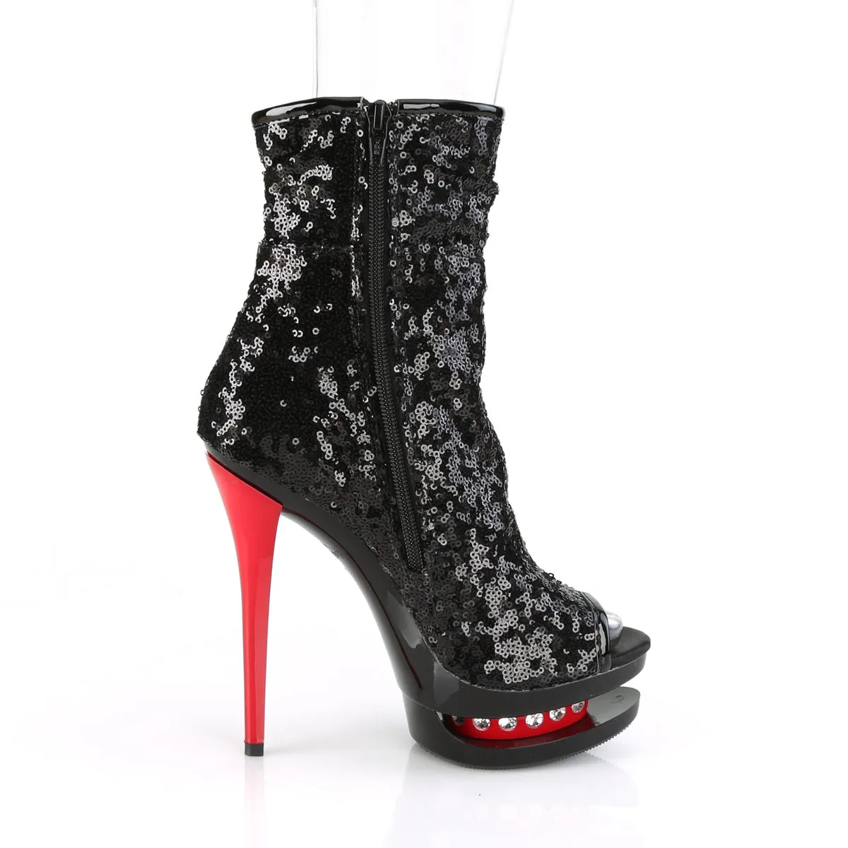 6 Inch Heel BLONDIE-R-1008 Black Sequins Red Heel