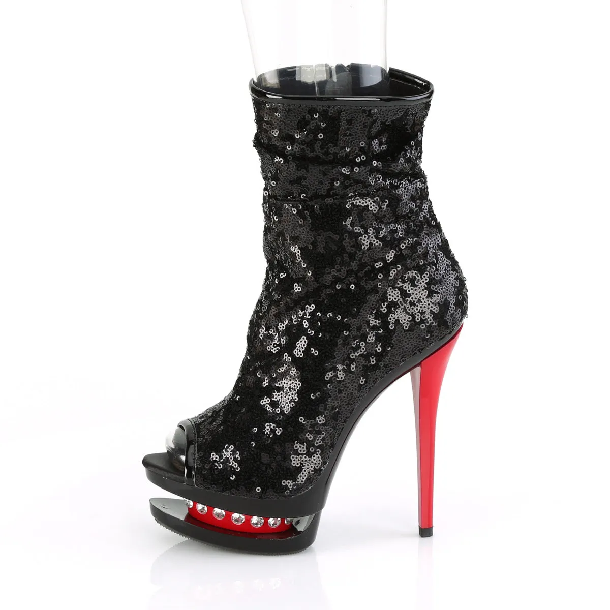 6 Inch Heel BLONDIE-R-1008 Black Sequins Red Heel