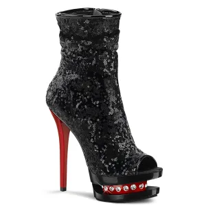 6 Inch Heel BLONDIE-R-1008 Black Sequins Red Heel