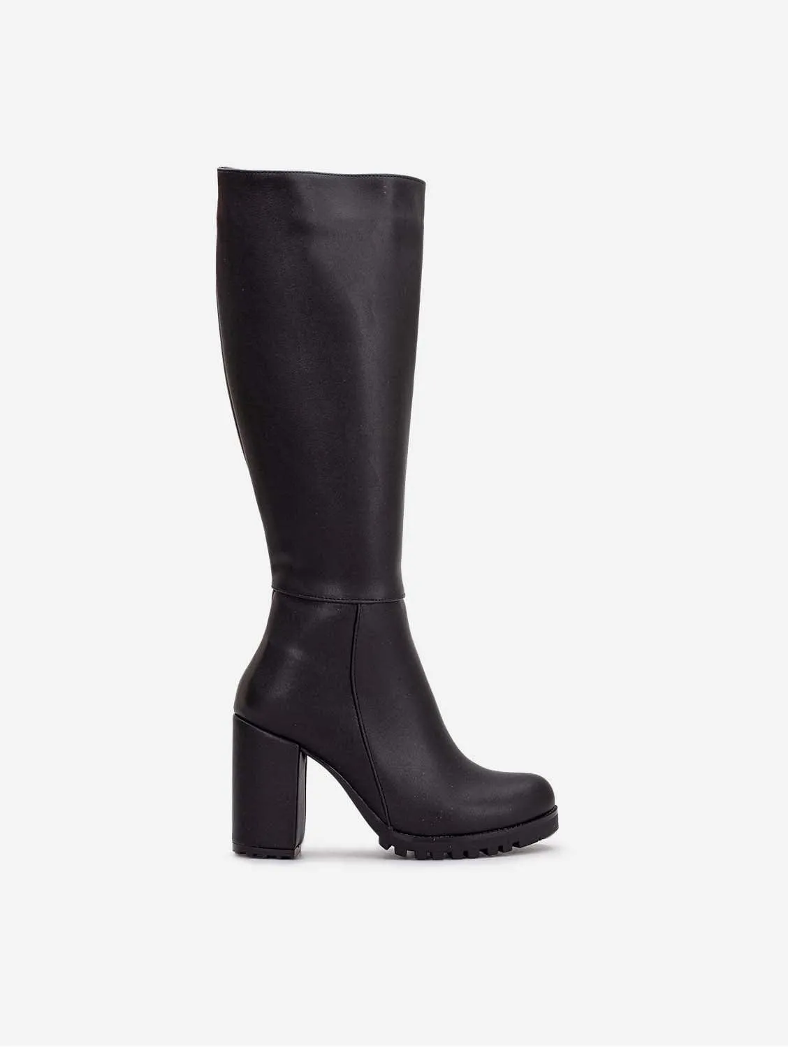 Alize Vegan Leather Wide Calf Platform Boots | Black