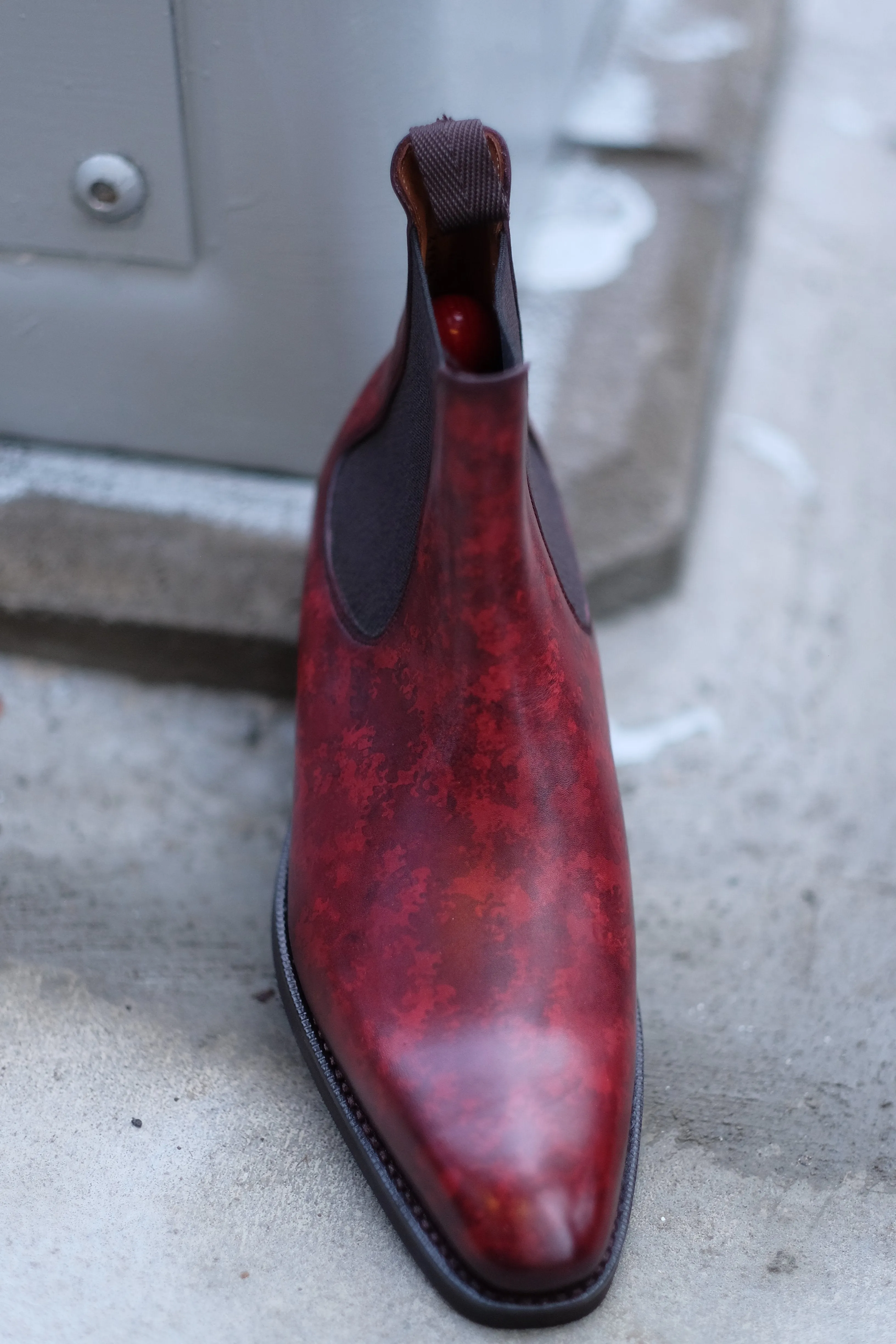 Alki - MTO - Burgundy Marble Patina - LPB Last - City Rubber Sole