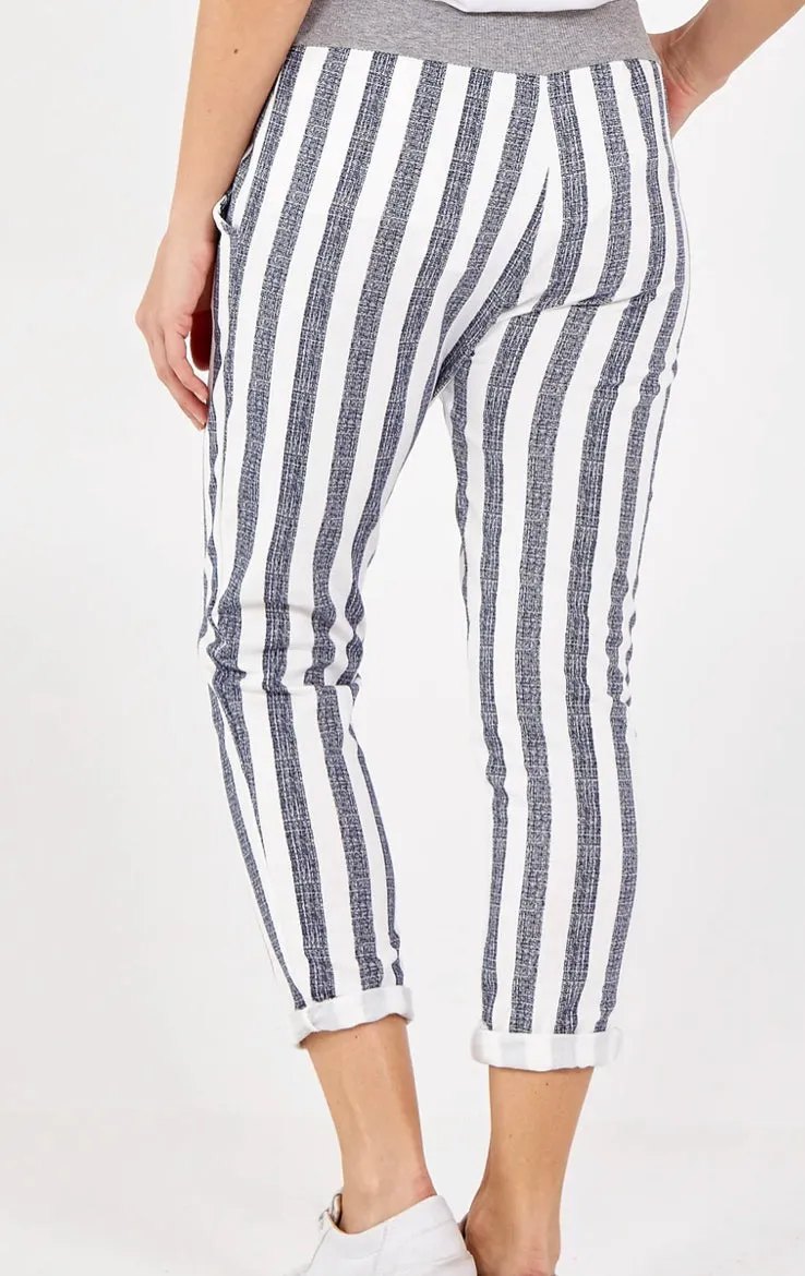 Anne   Kate Italian Stripe Denim Blue Pants 14-18