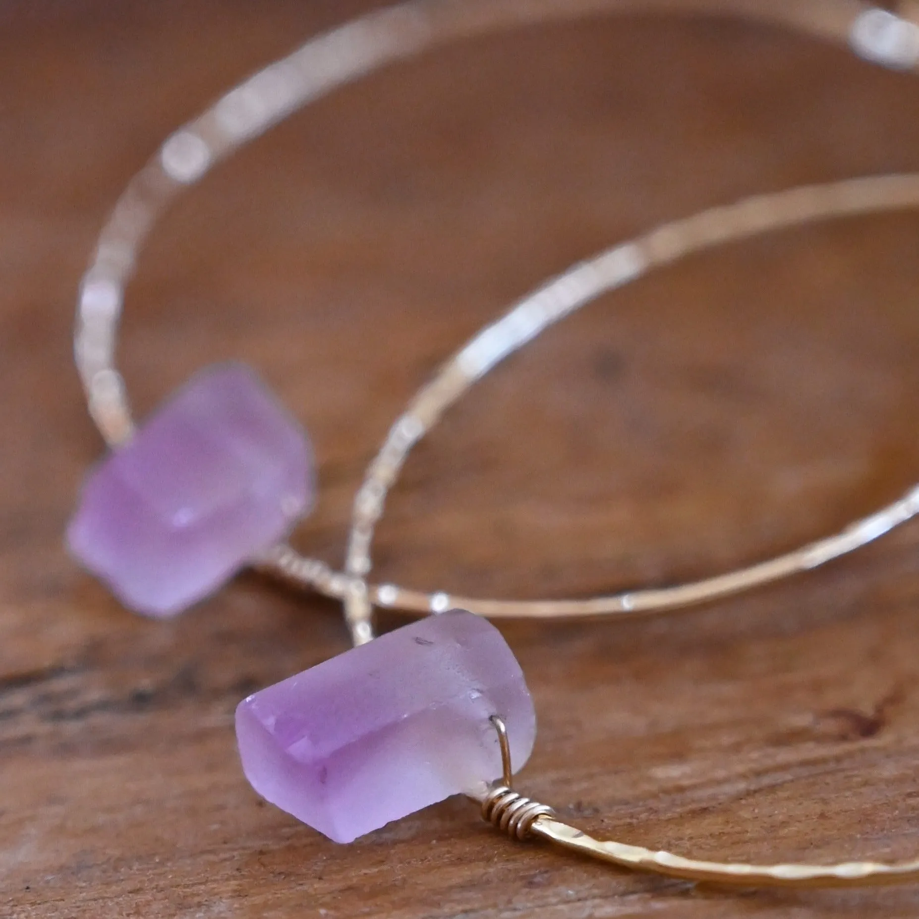 Be Your Highest Self Amethyst Gold Hoops