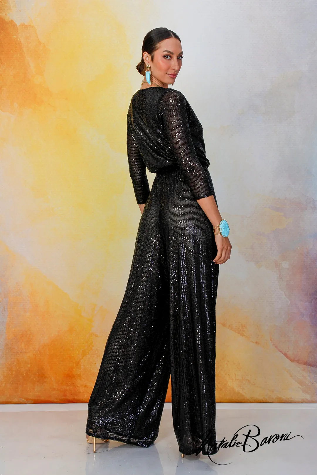 Black Sequin Jumpsuit - La Scala