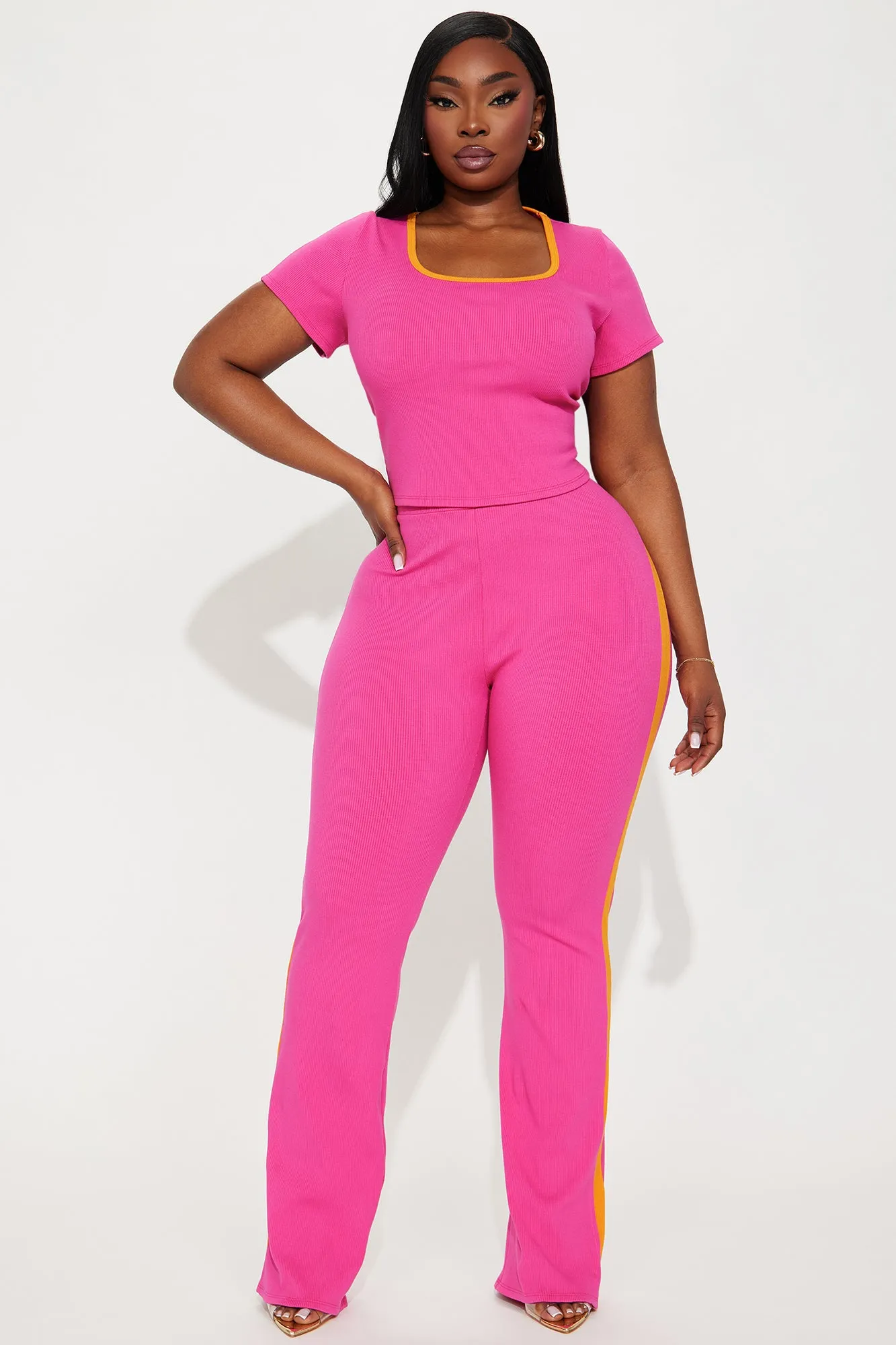 Callie Snatched Pant Set - Fuchsia/combo