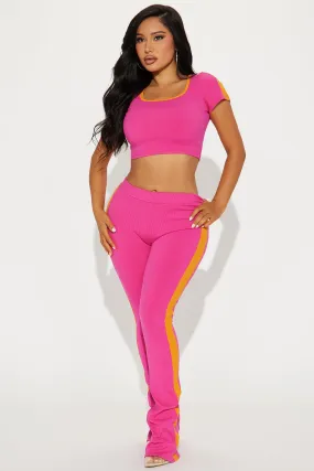 Callie Snatched Pant Set - Fuchsia/combo