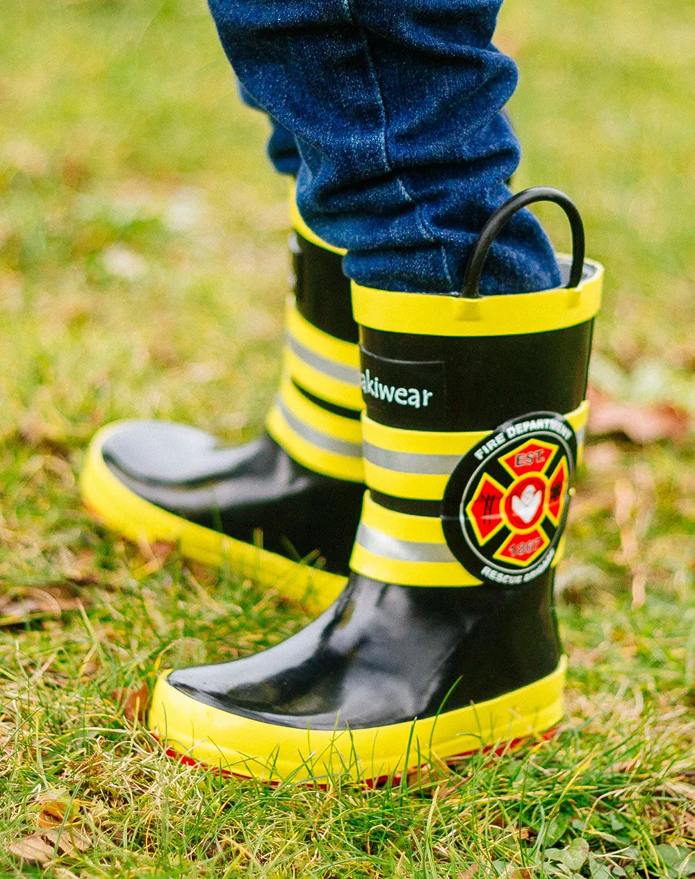 CHILDREN’S RUBBER RAIN BOOTS, FIREMAN RESCUE