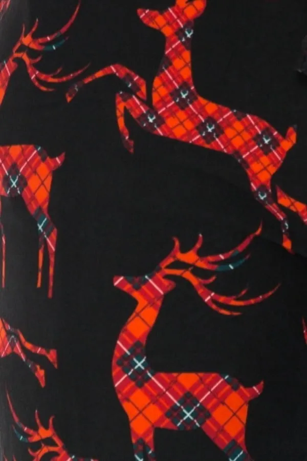 Christmas Plaid Reindeer Print Comfortable Soft Lounge Pajama Pants