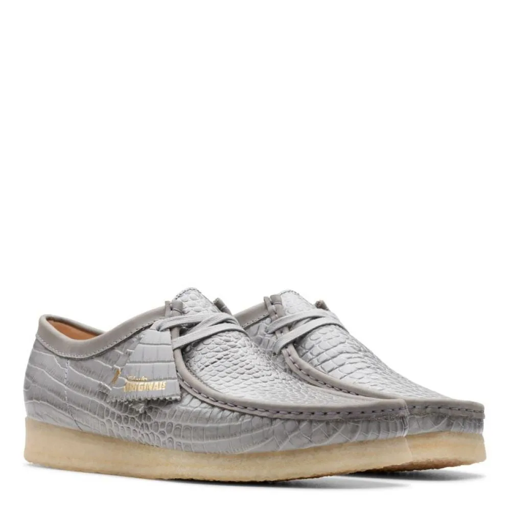 Clarks Men's Wallabee in Grey Crocodile Print