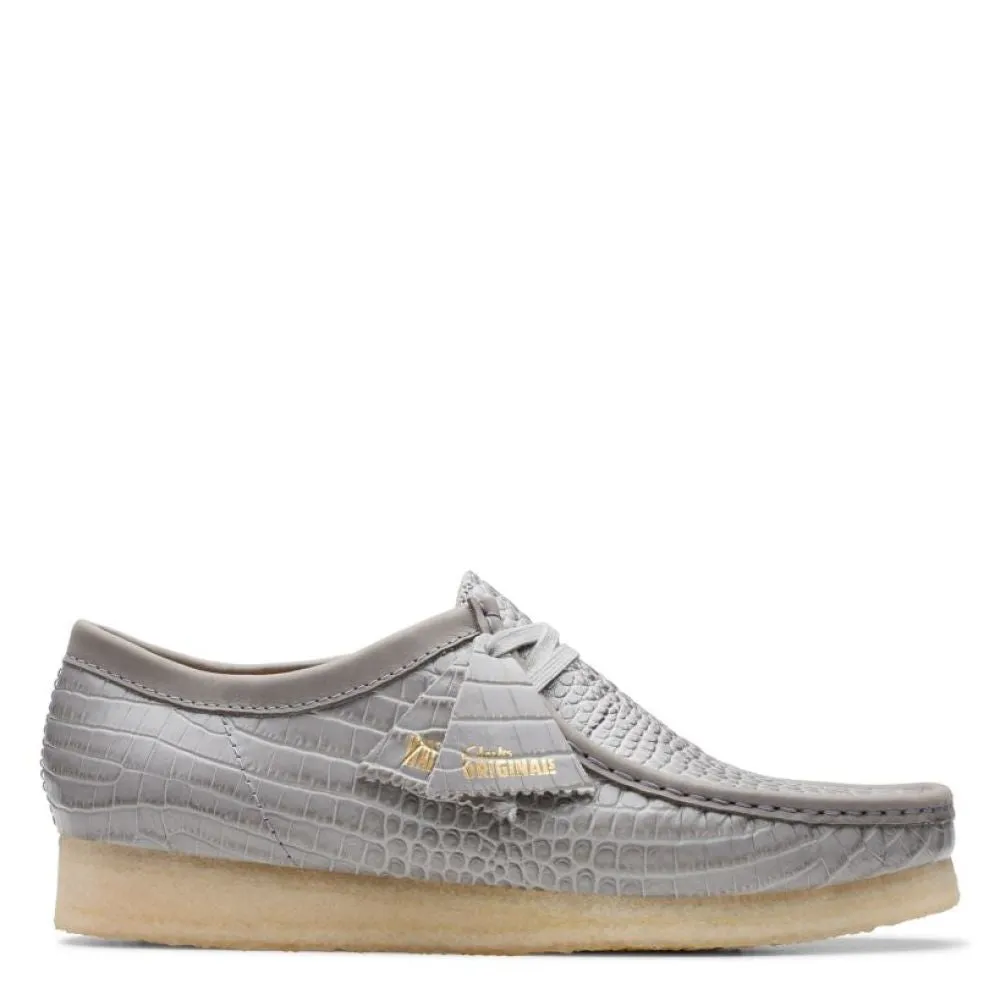 Clarks Men's Wallabee in Grey Crocodile Print