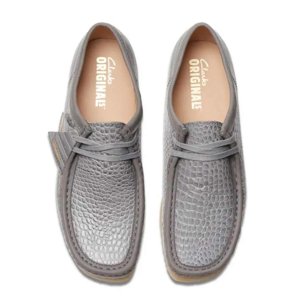 Clarks Men's Wallabee in Grey Crocodile Print