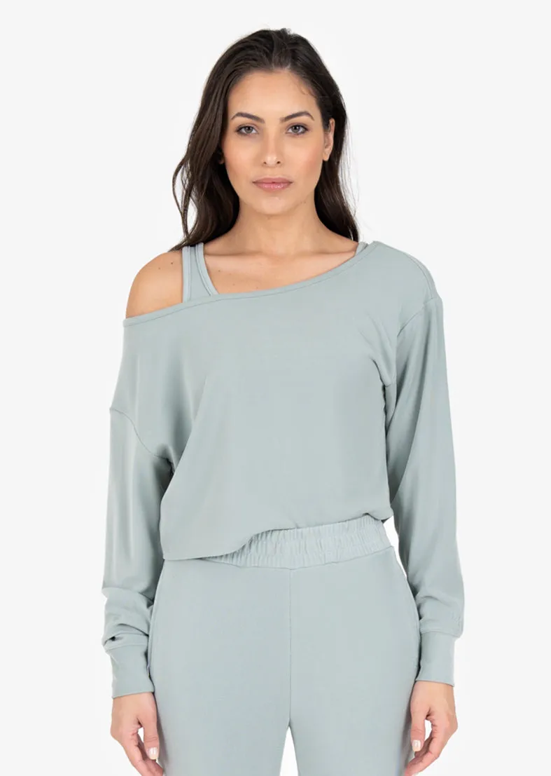 Cloudsoft Rib Off the Shoulder Top Sage