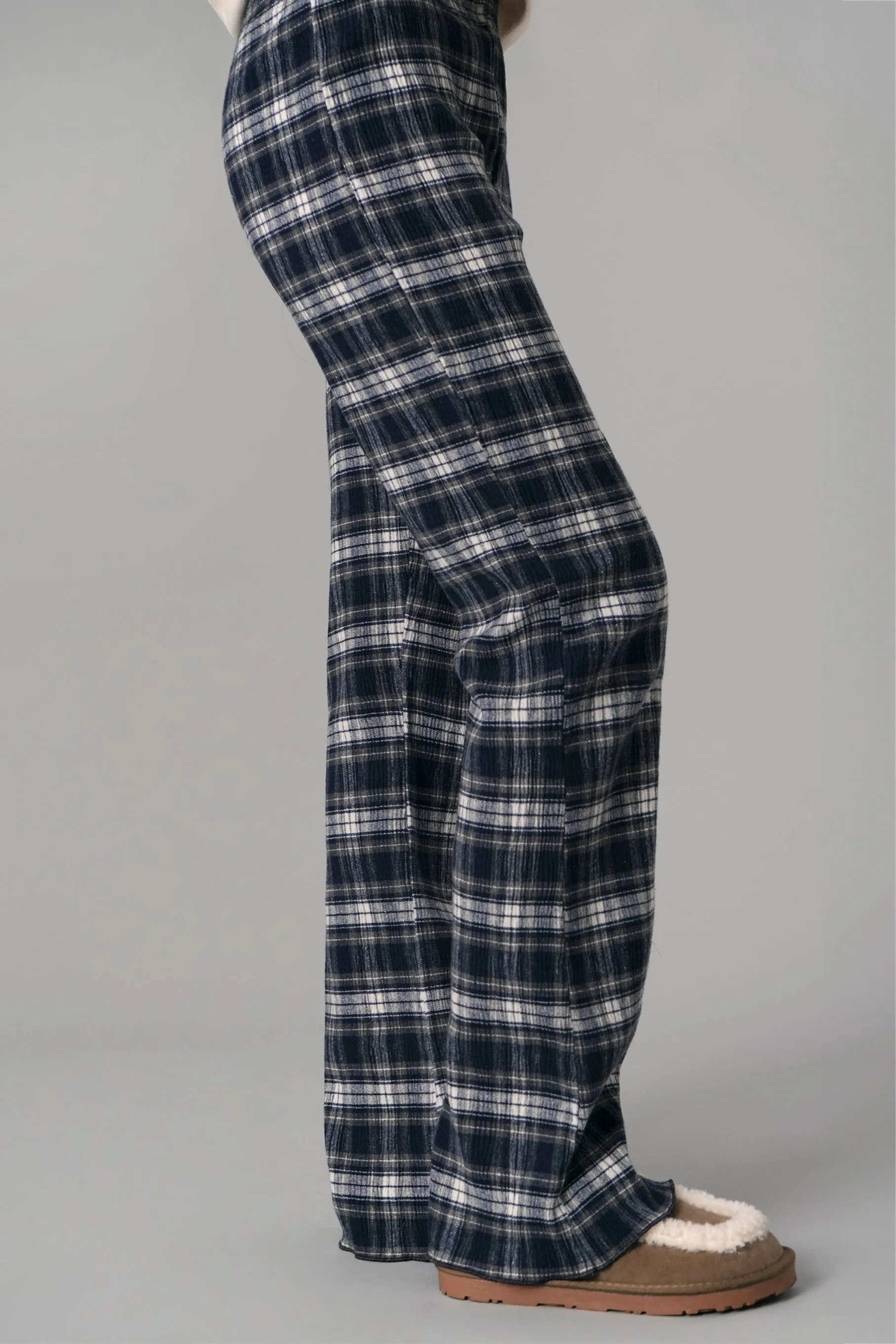 Cotton Plaid Pajama Pants, Navy