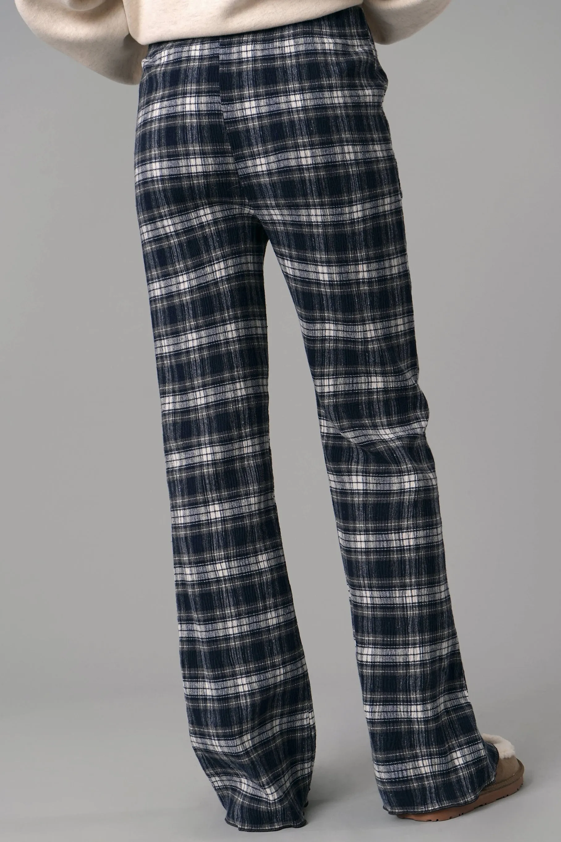 Cotton Plaid Pajama Pants, Navy