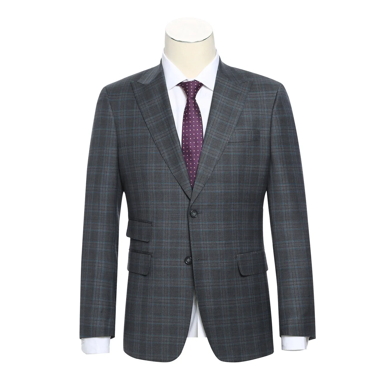 ENGLISH LAUNDRY Wool Gray Checked Peak Suit 62-68-095