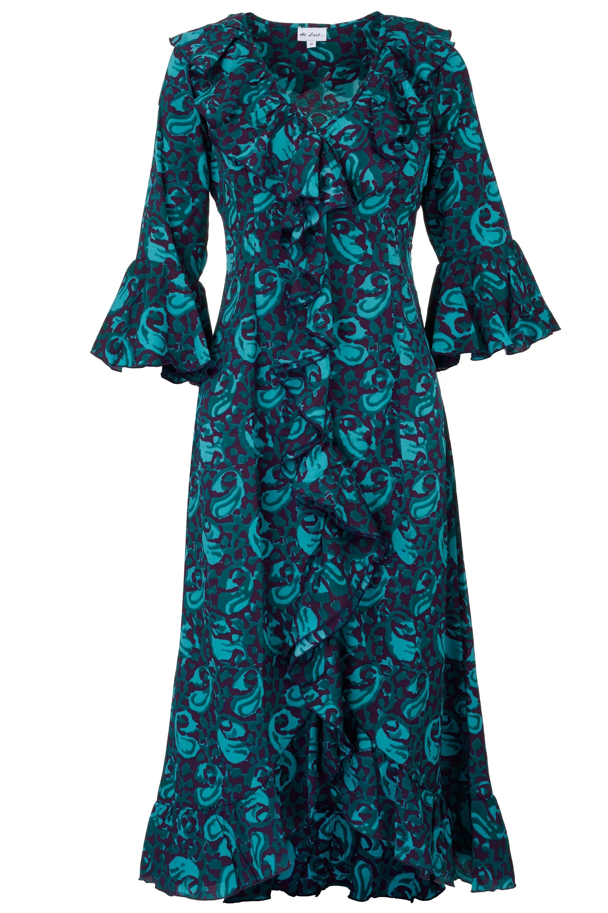 Felicity Midi Dress in Turquoise & Purple Swirl