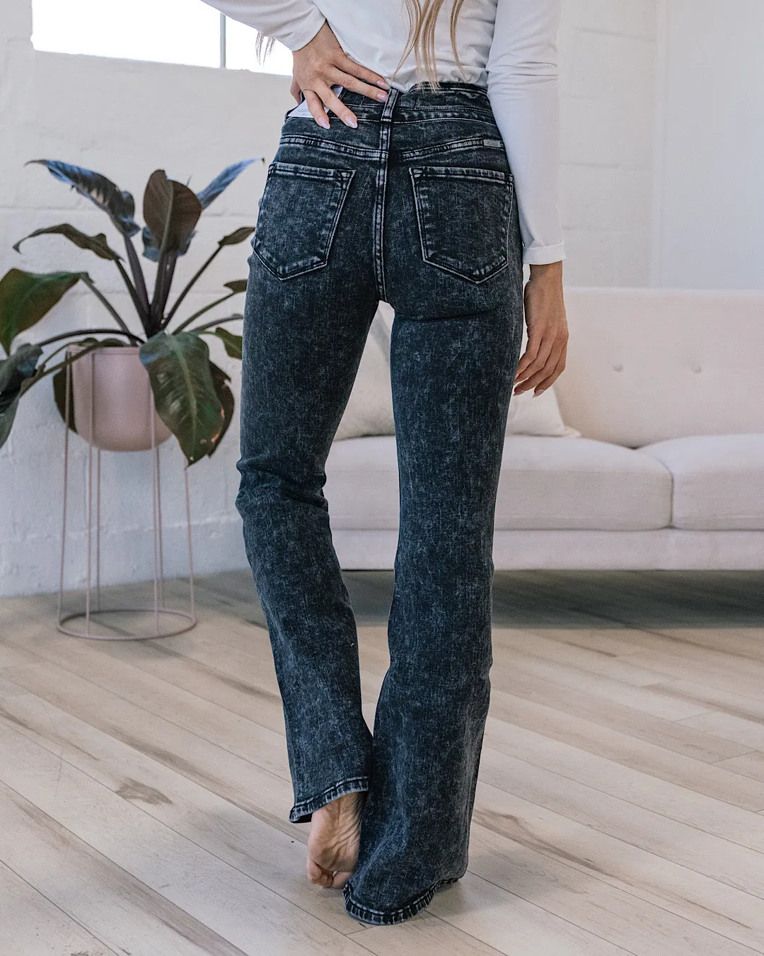 KanCan Alexis Black Acid Wash Flare Jeans