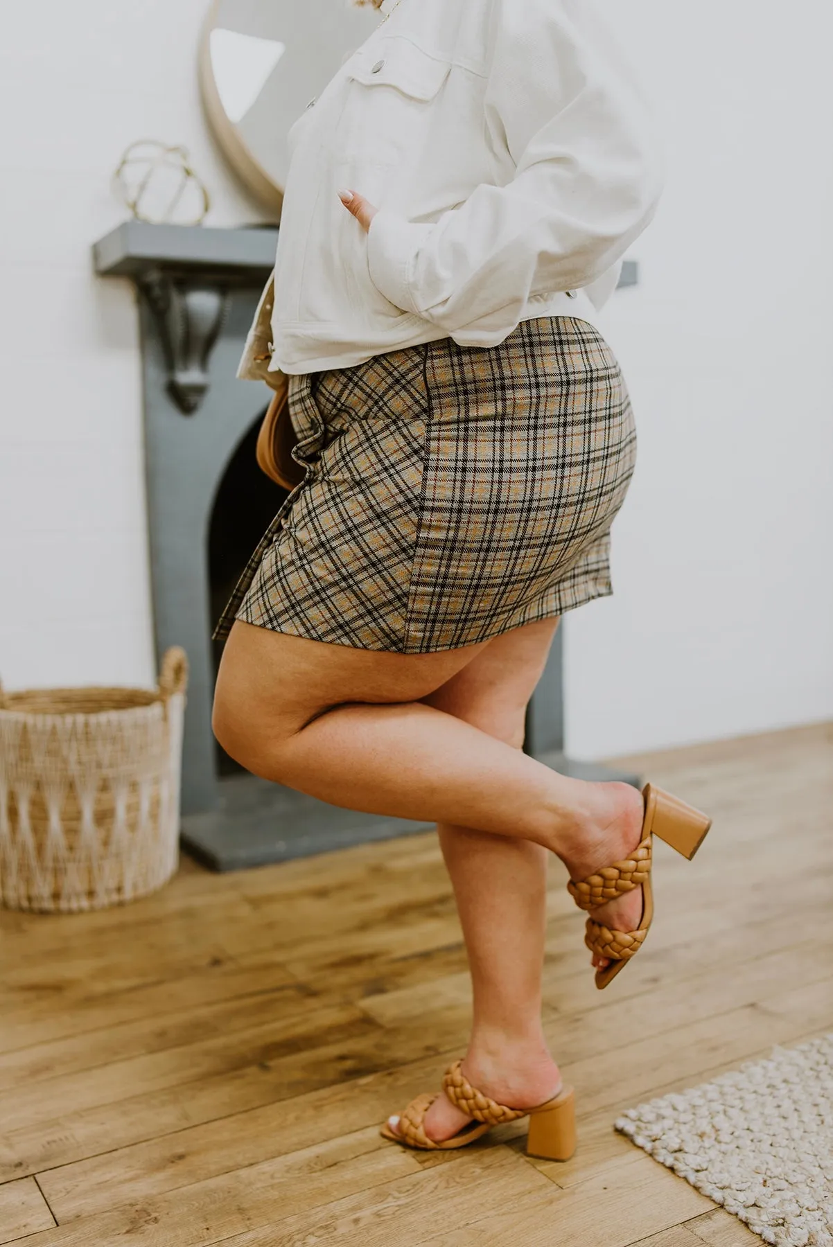 Late To Class Plaid Mini Skort LD23