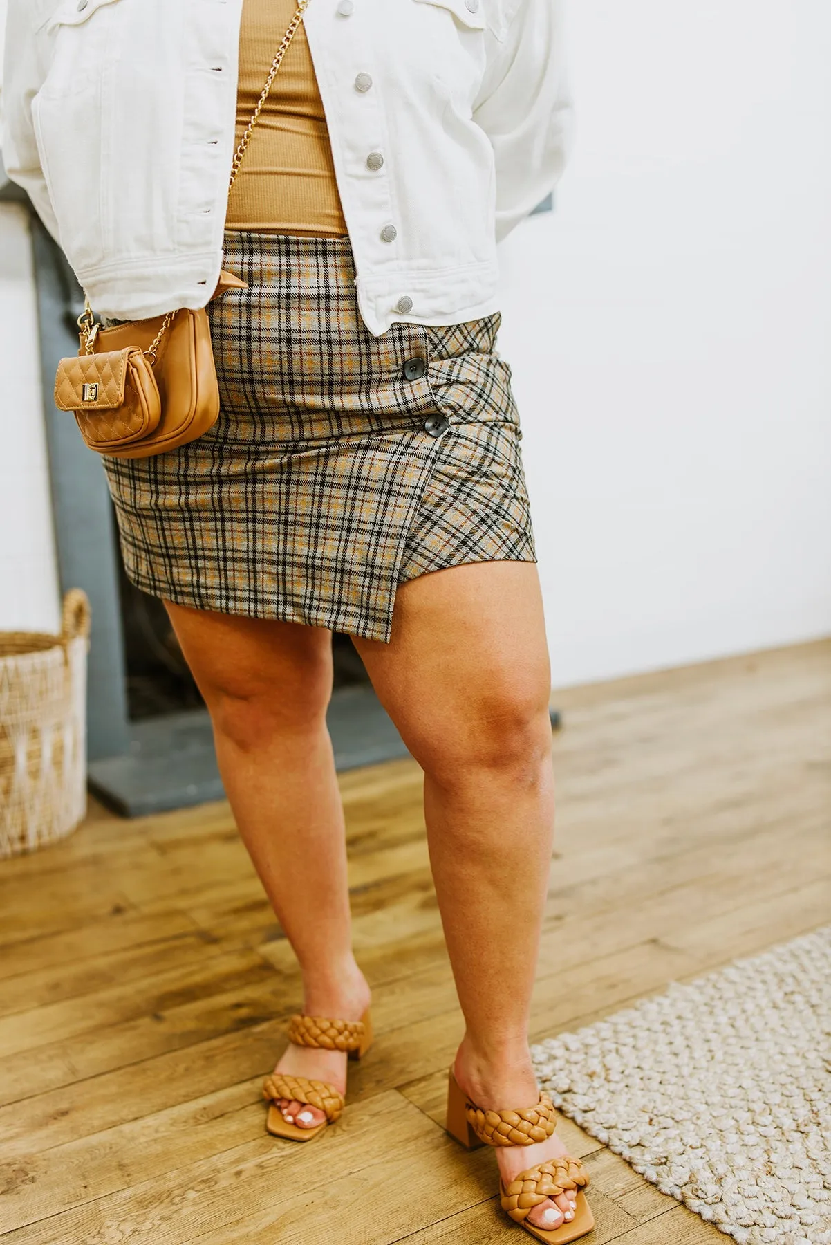 Late To Class Plaid Mini Skort LD23