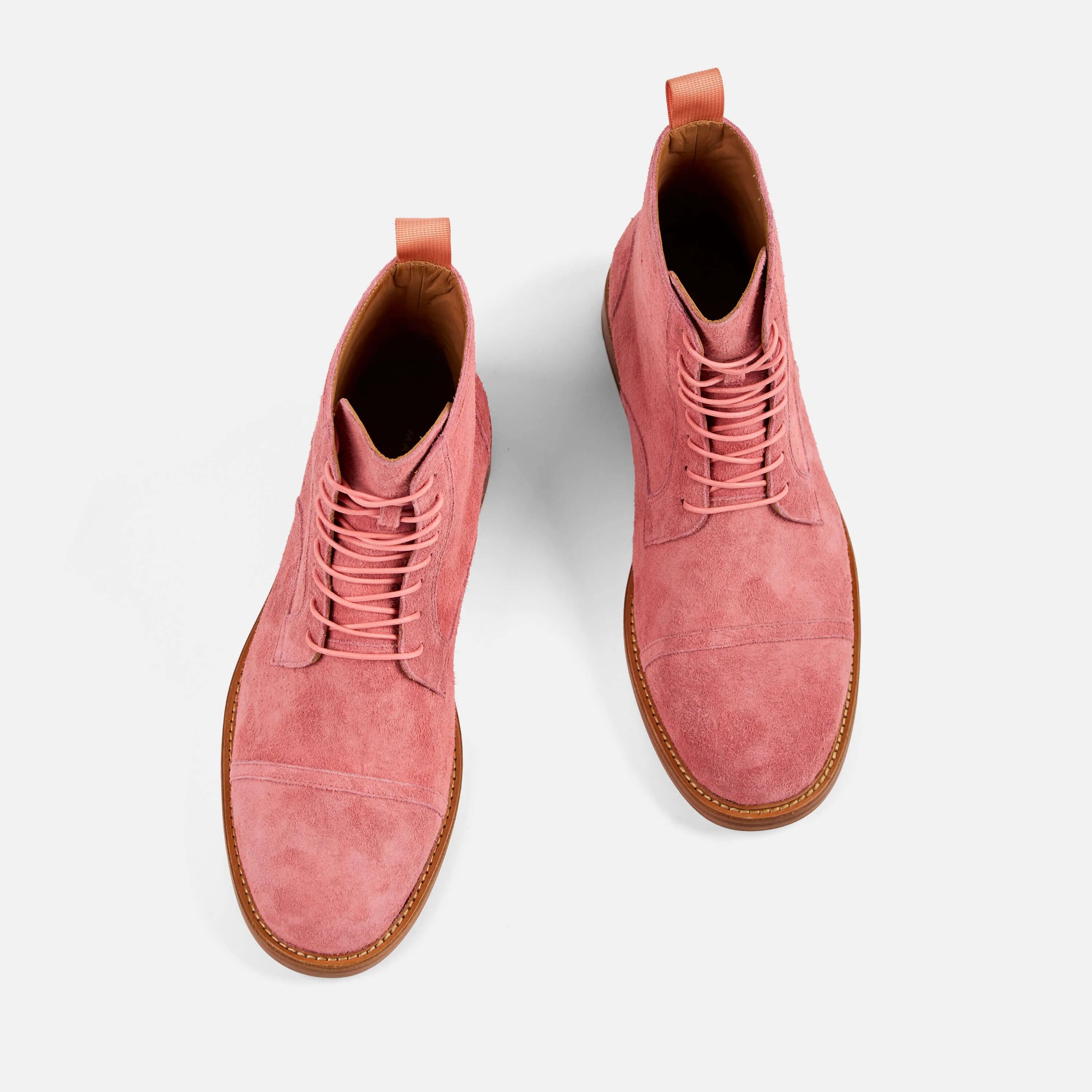 Lincoln Rose Pink Suede Cap Toe Boots