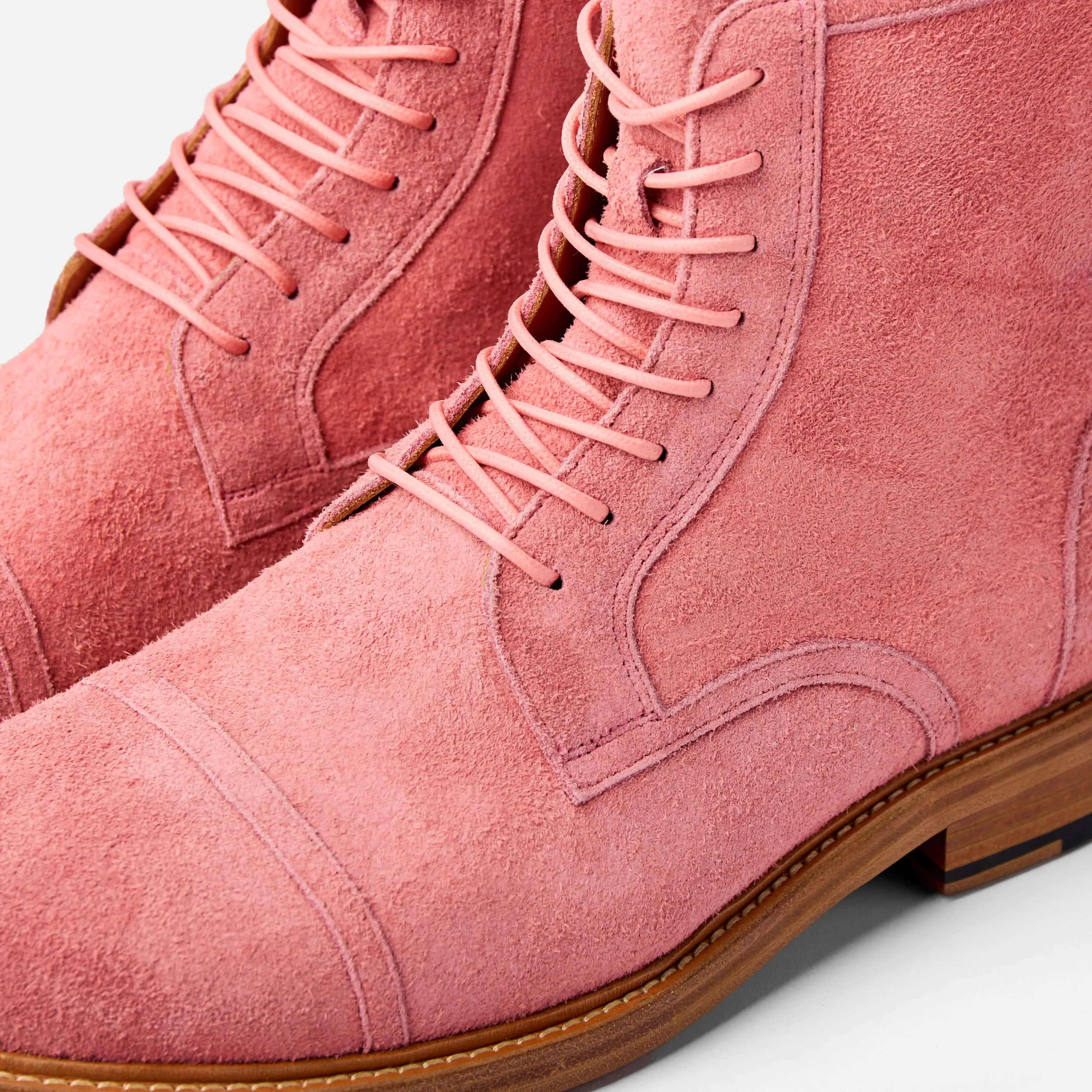 Lincoln Rose Pink Suede Cap Toe Boots