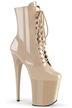 Pleaser USA Flamingo-1020 8inch Pleaser Boots - Patent Beige