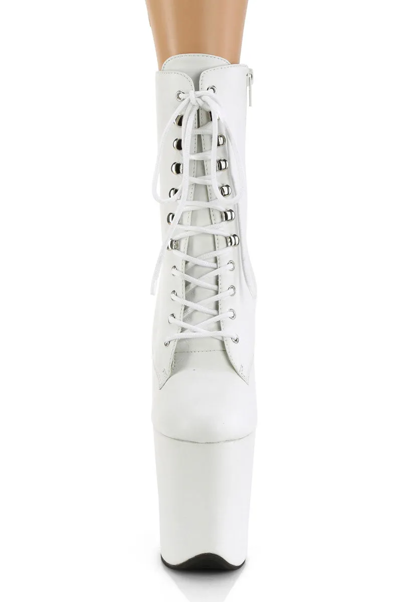 Pleaser USA Flamingo-1020LWR 8inch Real Leather Boots - Matte White