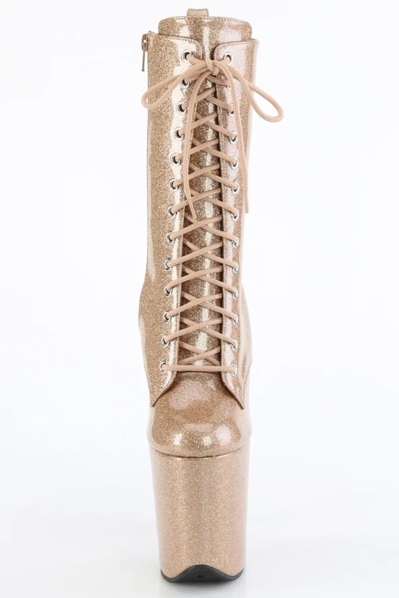 Pleaser USA Flamingo-1040GP 8inch Pleaser Boots - Gold Glitter