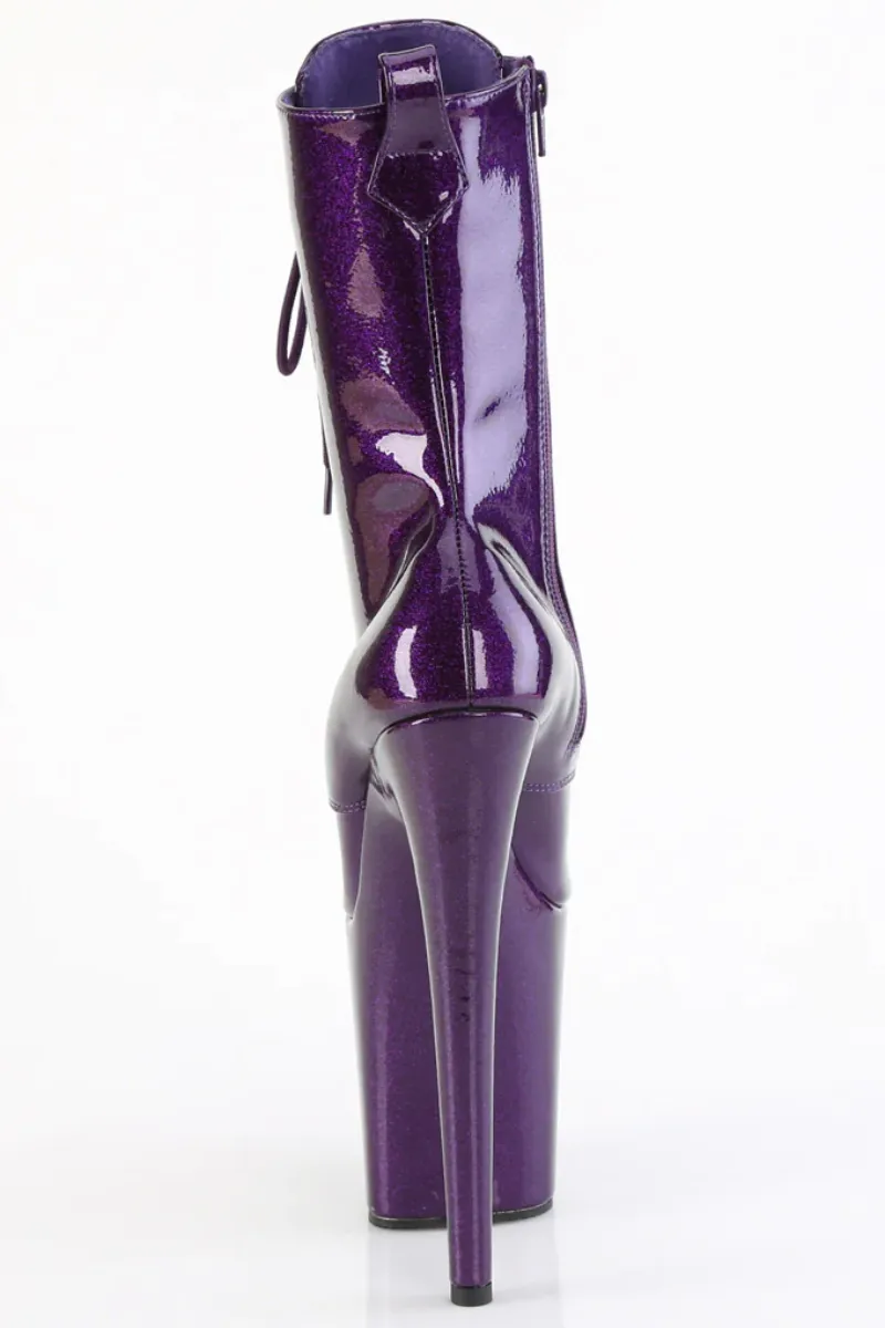 Pleaser USA Flamingo-1040GP 8inch Pleaser Boots - Purple Glitter