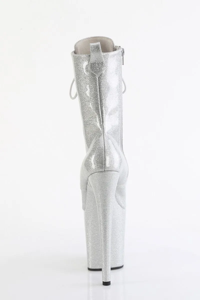 Pleaser USA Flamingo-1040GP 8inch Pleaser Boots - Silver Glitter