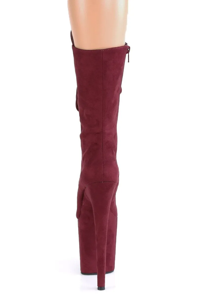 Pleaser USA Flamingo-1050FS Faux Suede 8inch Pleaser Boots - Burgundy