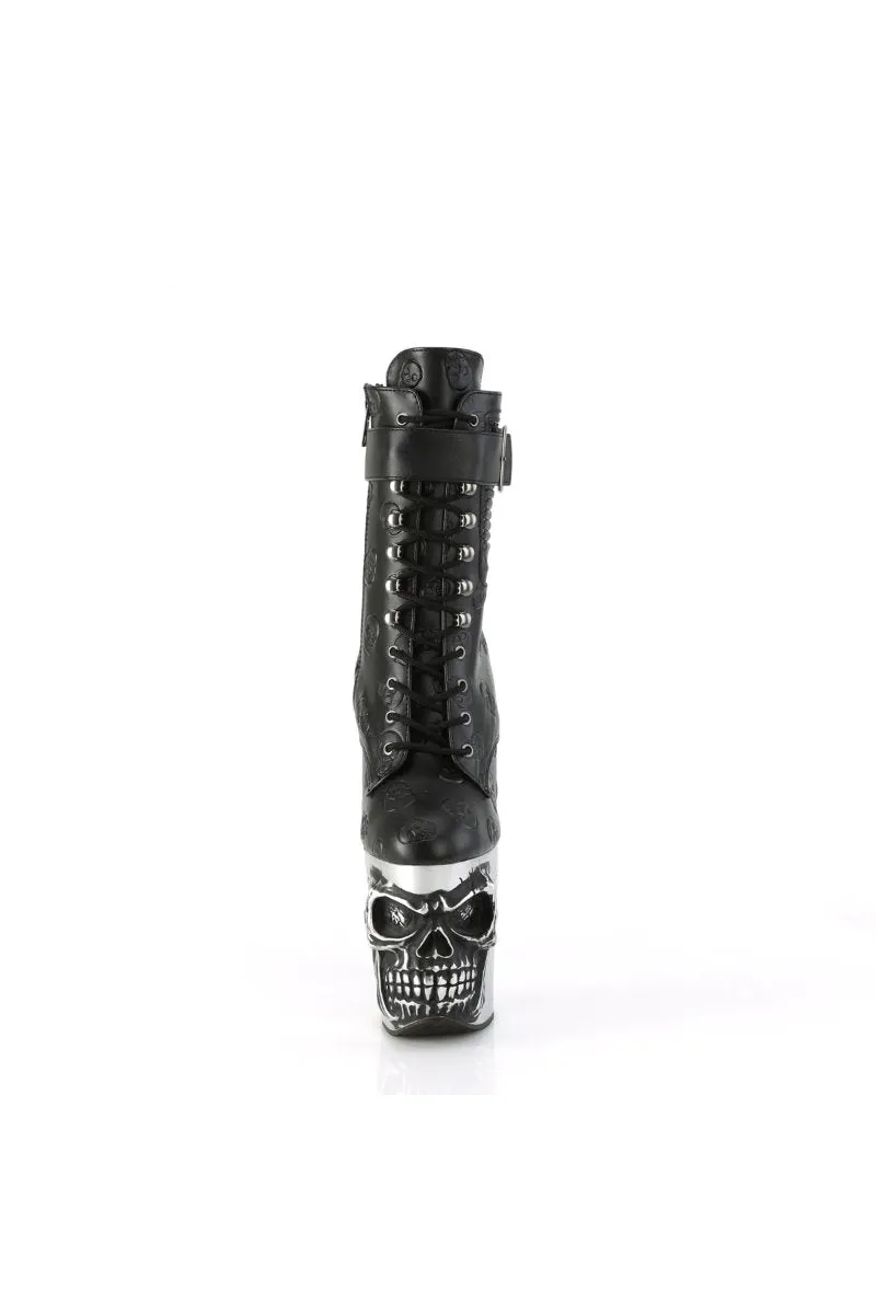 Pleaser USA Rapture-1020STR-02 8inch Pleaser Boots - Matte Black/Silver