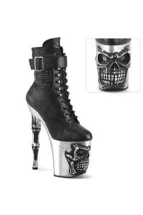 Pleaser USA Rapture-1020STR-02 8inch Pleaser Boots - Matte Black/Silver