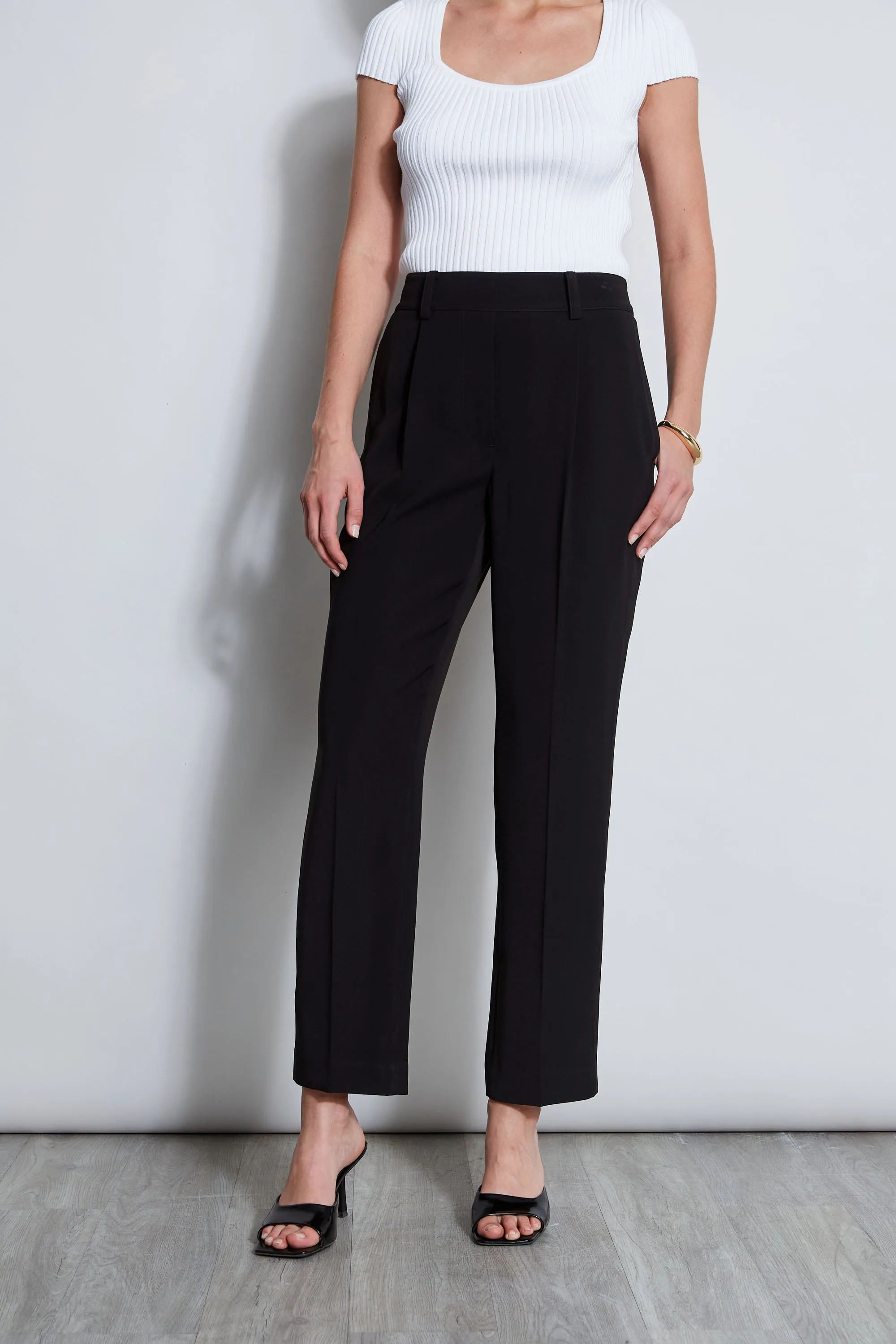 Pleated Straight Leg Pant