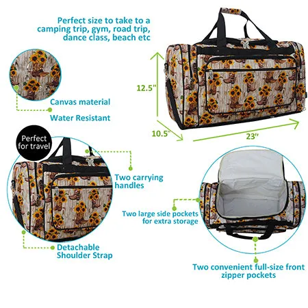 SALE! Sunflower Cowgirl Boots NGIL Canvas 23 Duffle Bag