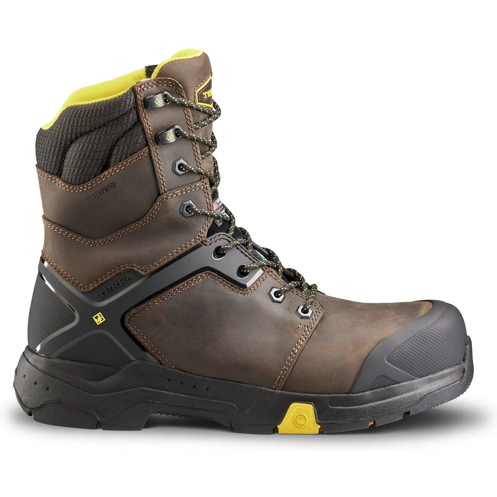 Terra Men's Carbine 8" Comp Toe WP Safety  Work Boot -Brown- 4TCRBN