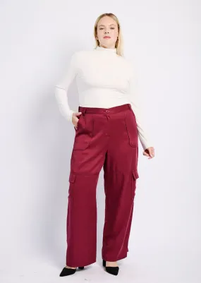 The Lyocell Tailored Utility Pant in Burgundy