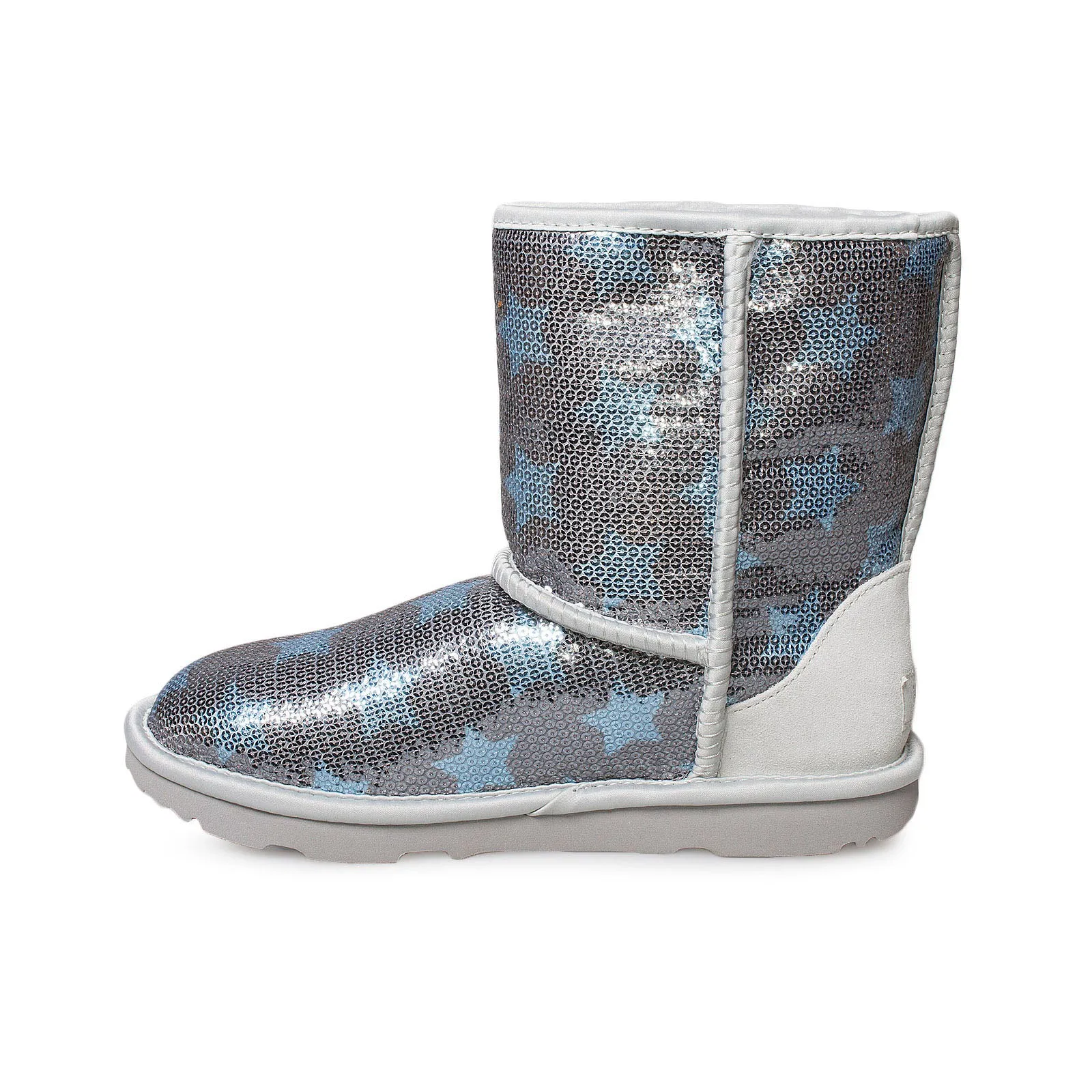 UGG Classic Short Sequin Star Denim Blue Boots - Youth