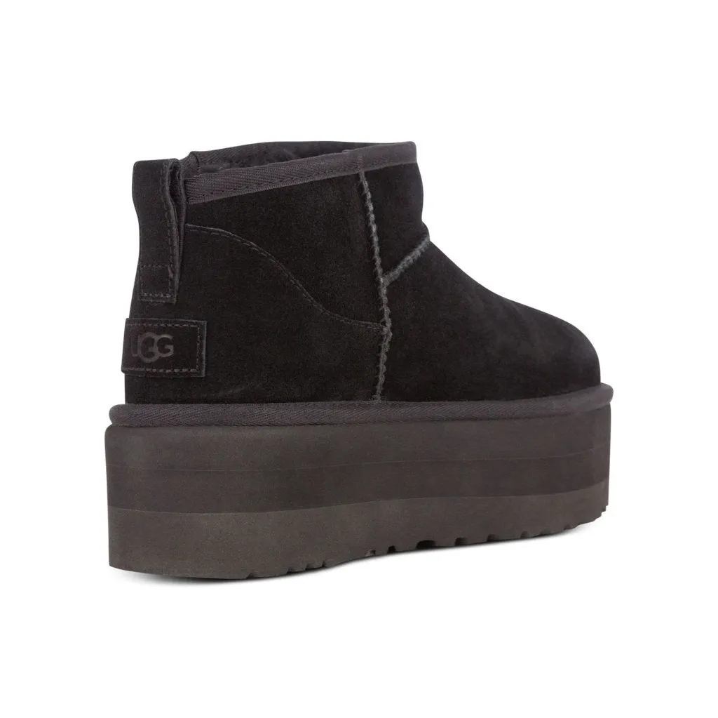 Ugg Womens Boots Classic Ultra Mini Platform Casual Slip-On Ankle Suede - UK 5