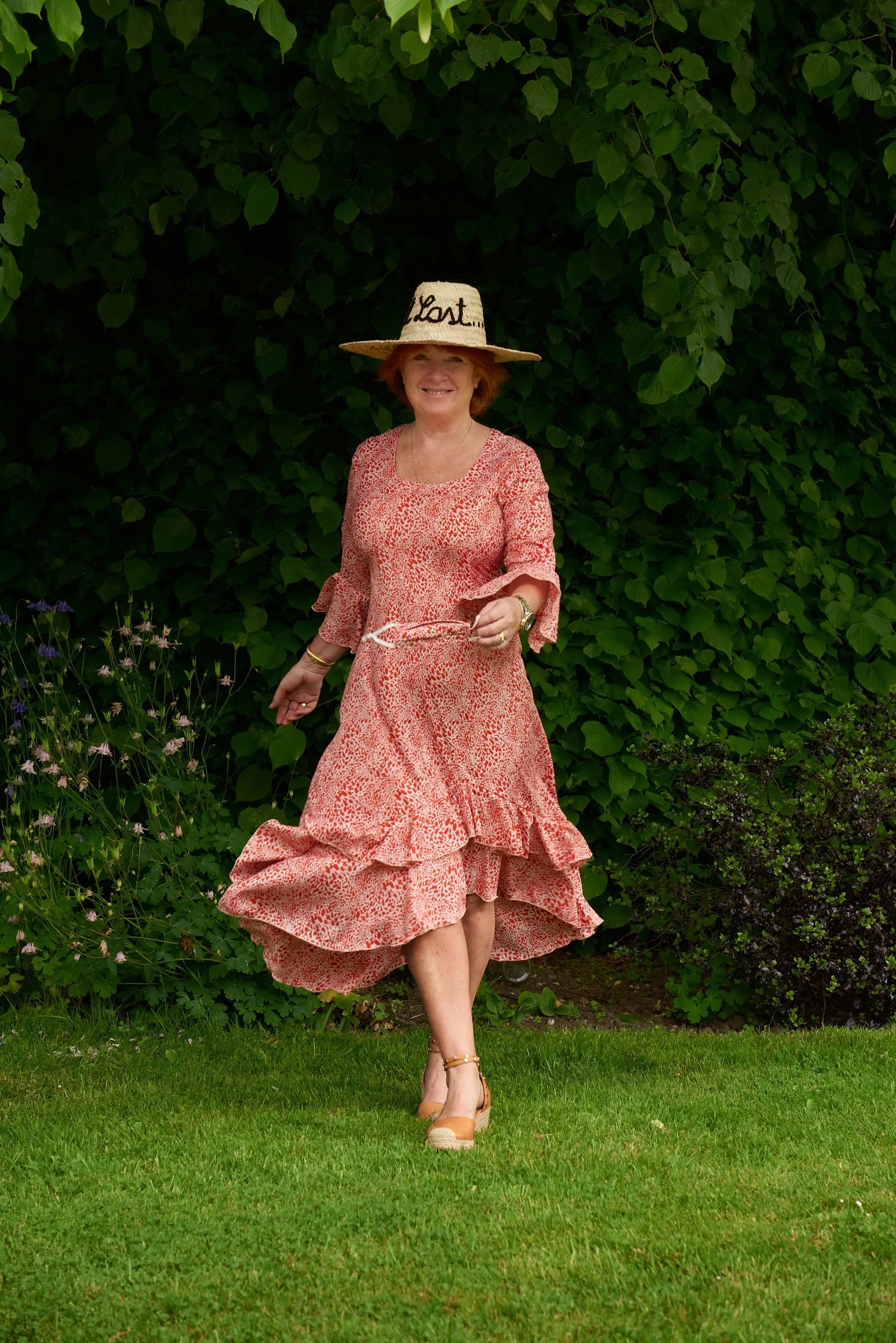 Victoria Midi Dress Orange Animal Print