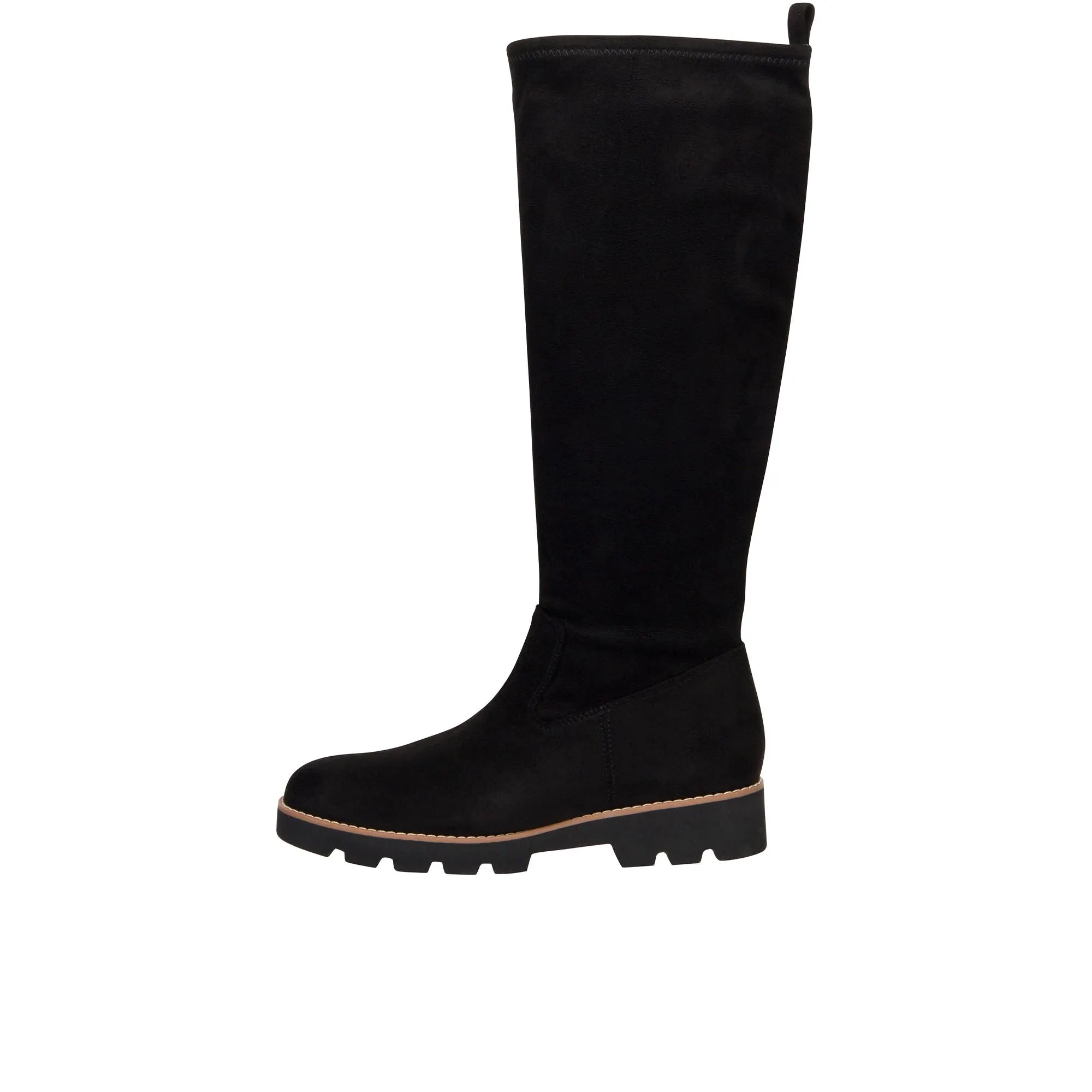 Vionic Womens Ashburn Tall Boot Black Stretch Microfiber