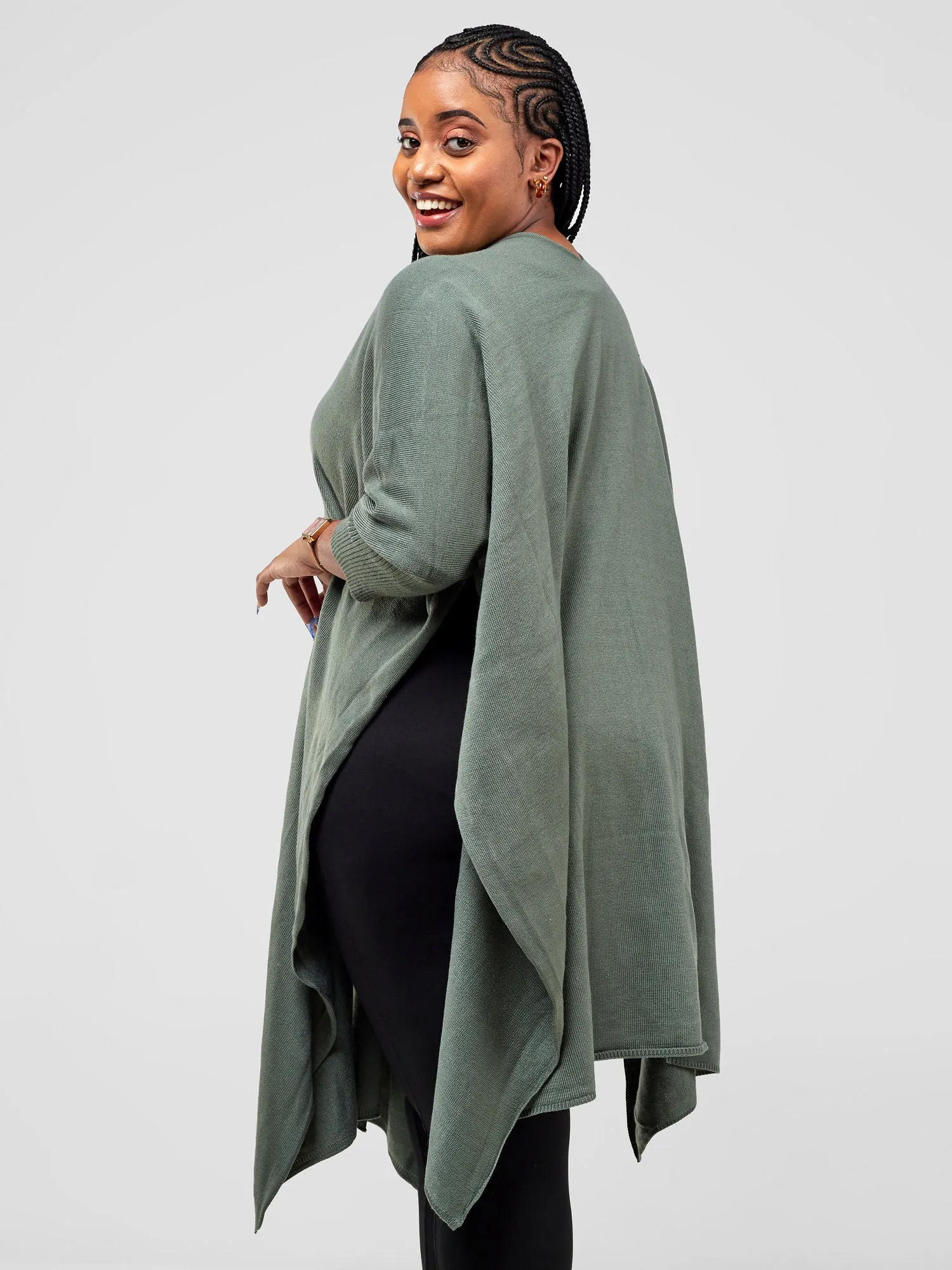 Vivo Cuffed Wrap Poncho - Dark Sage