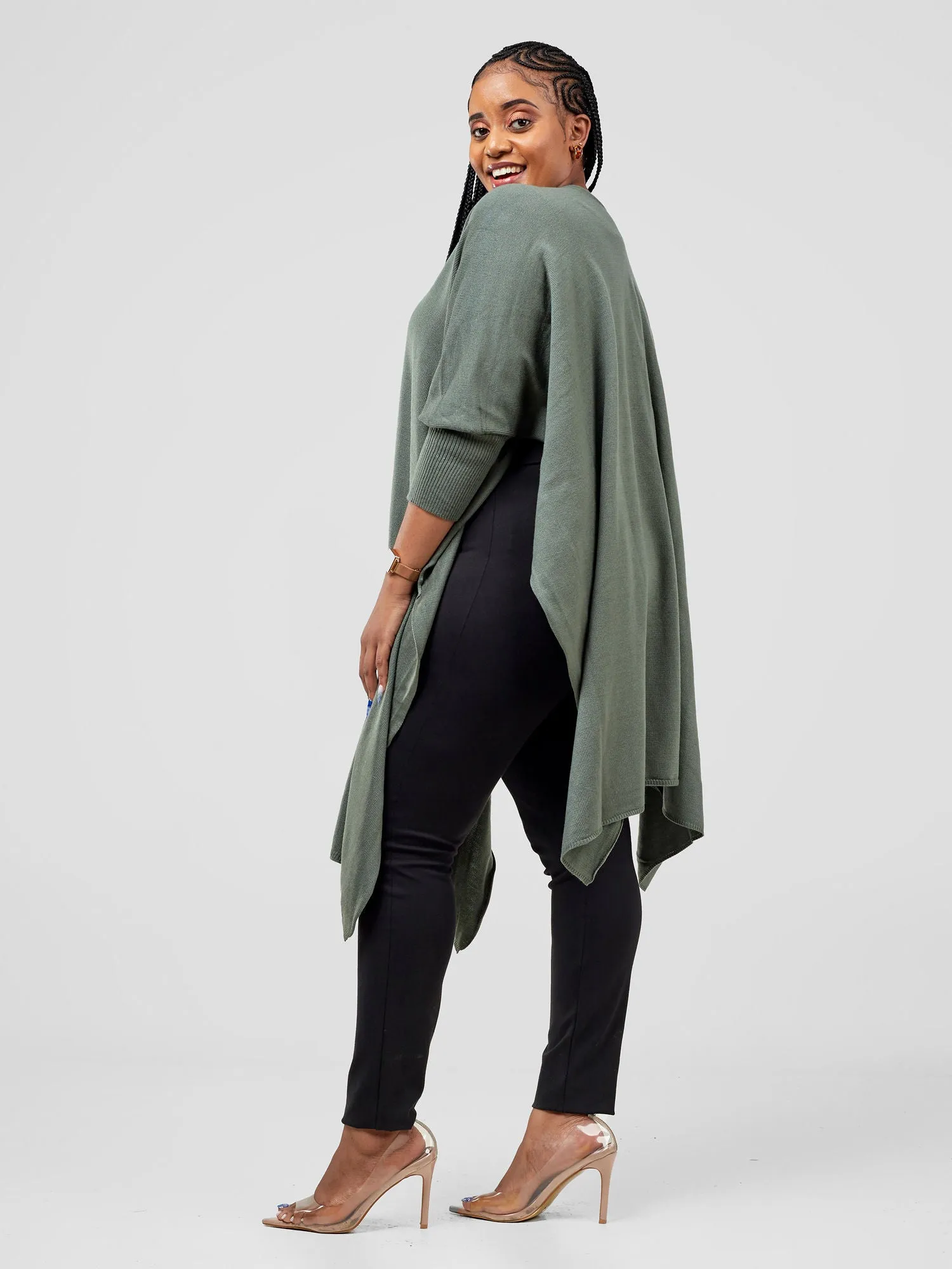 Vivo Cuffed Wrap Poncho - Dark Sage