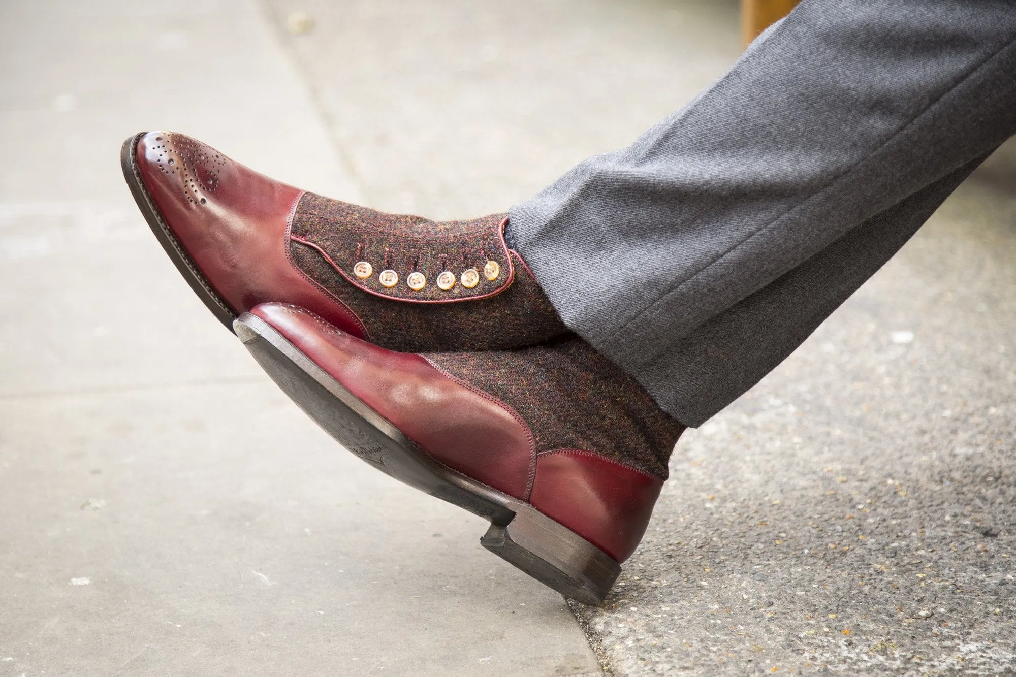 Westlake - MTO - Burgundy Calf / Burgundy Medley Tweed - NGT Last - Single Leather Sole