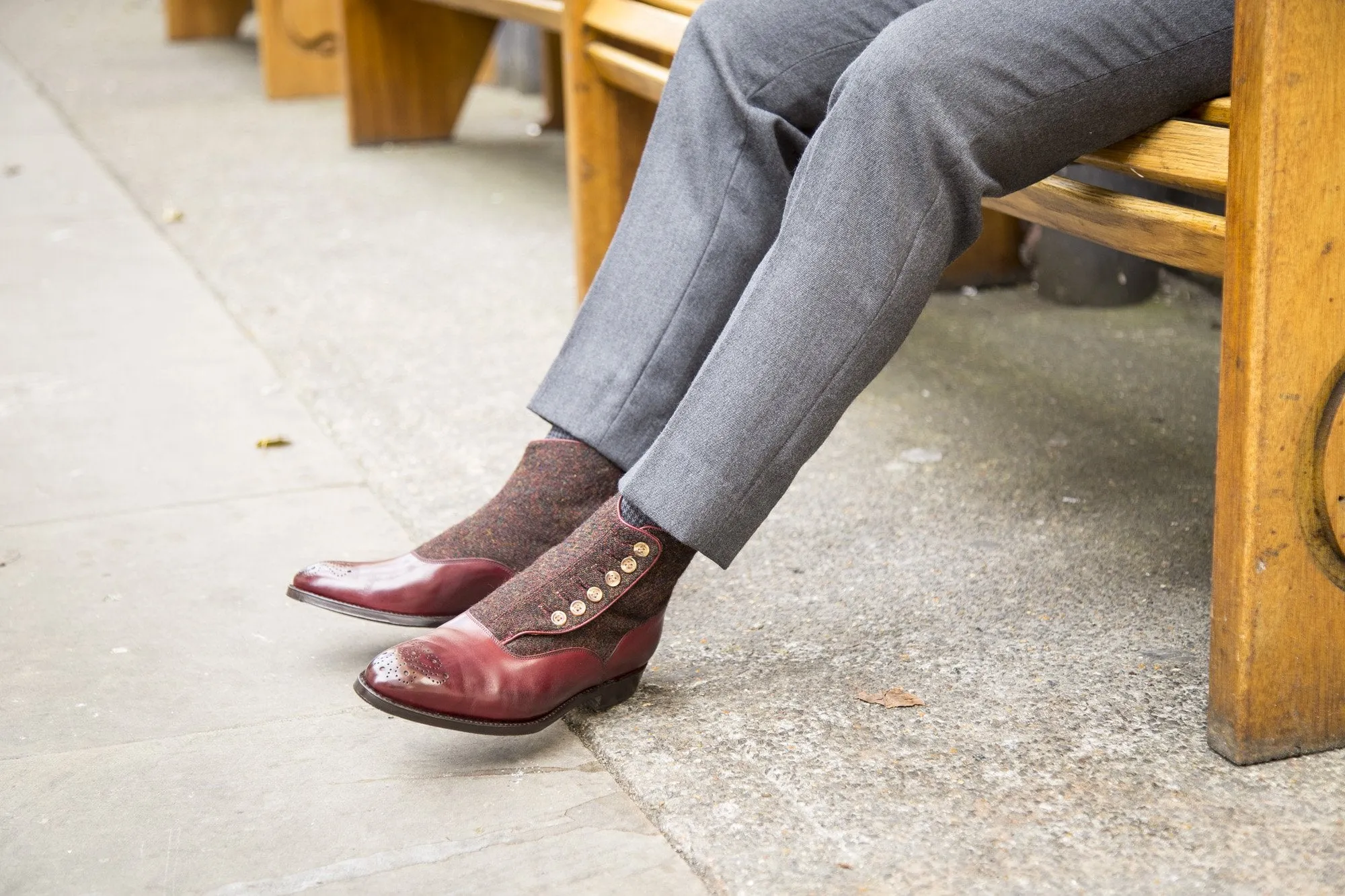 Westlake - MTO - Burgundy Calf / Burgundy Medley Tweed - NGT Last - Single Leather Sole