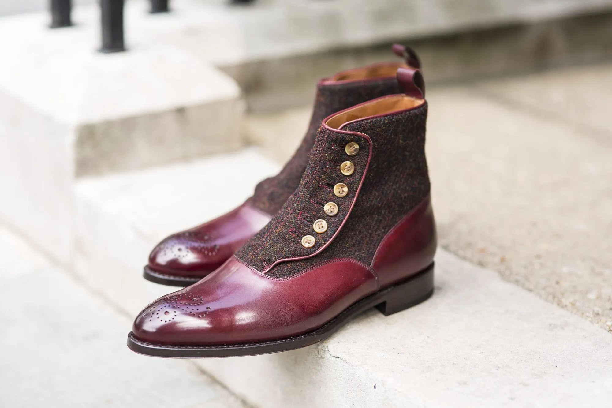 Westlake - MTO - Burgundy Calf / Burgundy Medley Tweed - NGT Last - Single Leather Sole