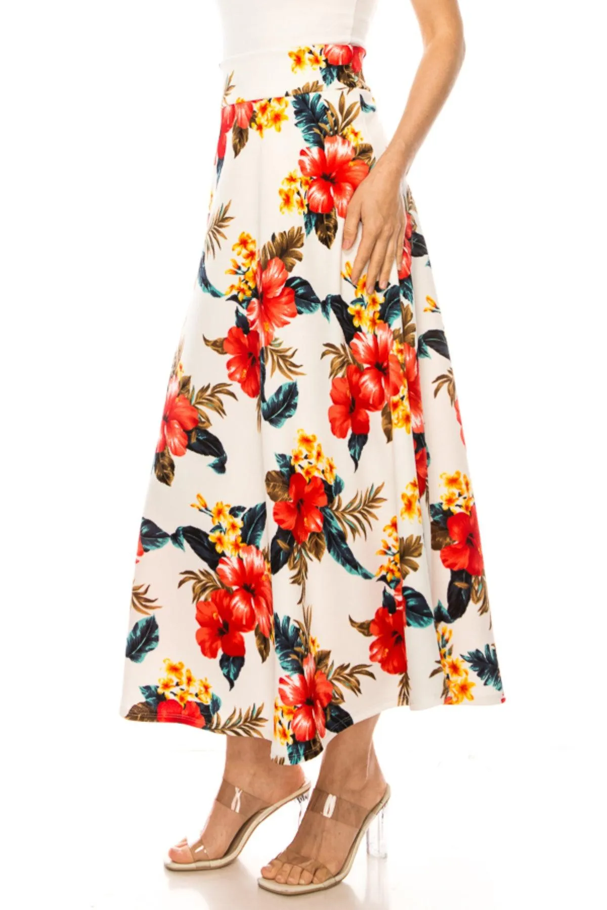 Women's Casual Floral Print A-Line Long Skirt